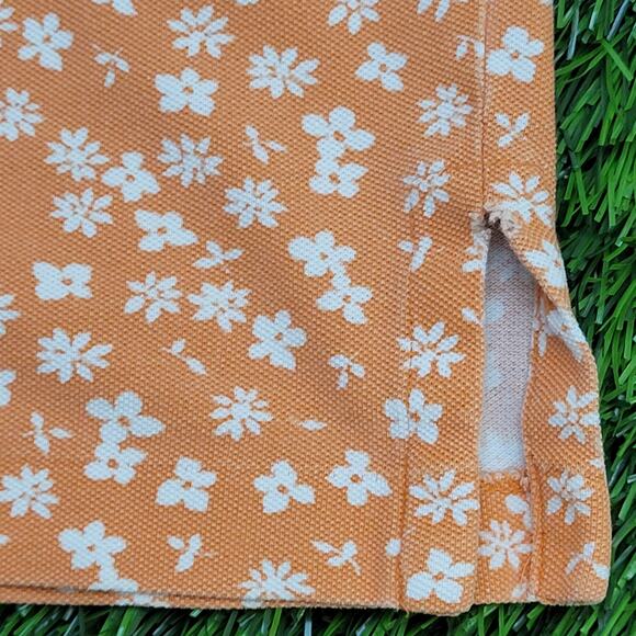Vintage 90s Flower AOP Button Shirt Medium 20x25 Orange - Picture 4 of 12